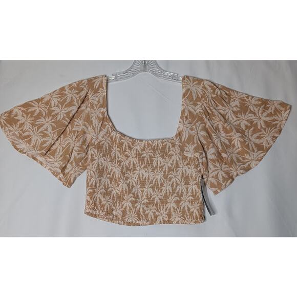 RIP CURL Womens Tan surf palm top size Small BOHO Beachy Casual Vacation - Picture 1 of 10